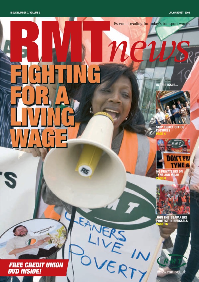 Cover of RMT News July/August 2008