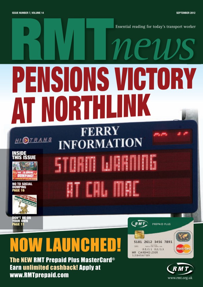 Cover of RMT News September 2012