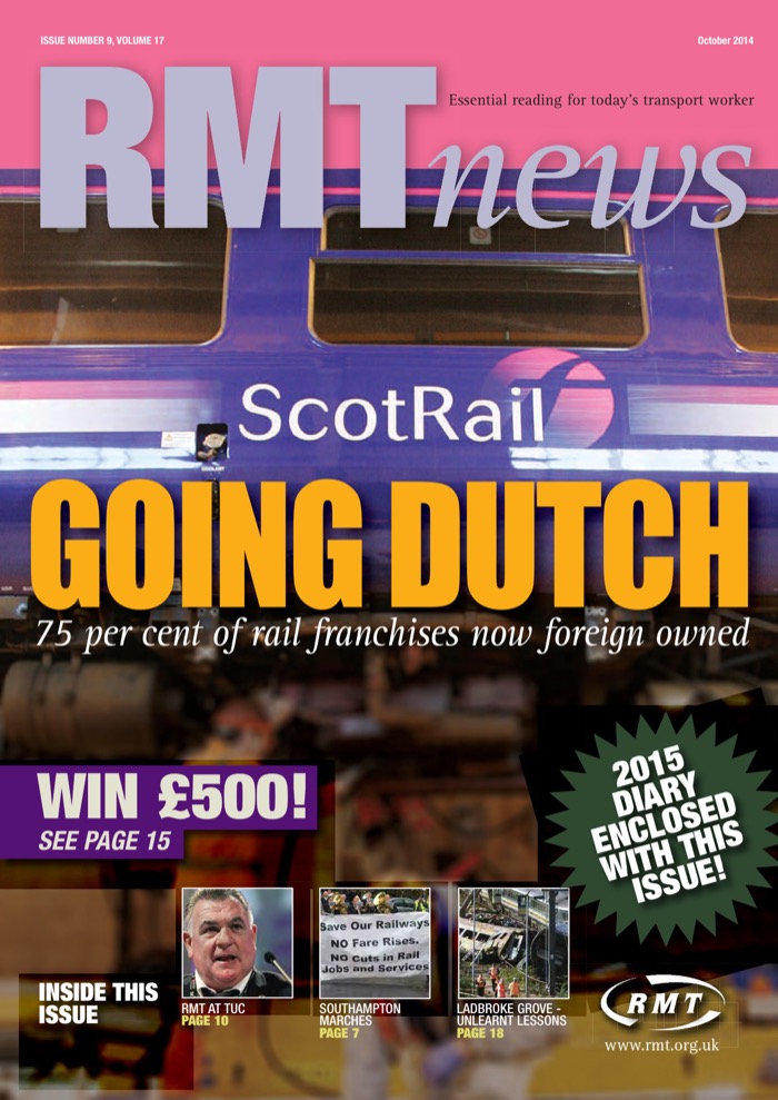 Cover of RMT News October 2014