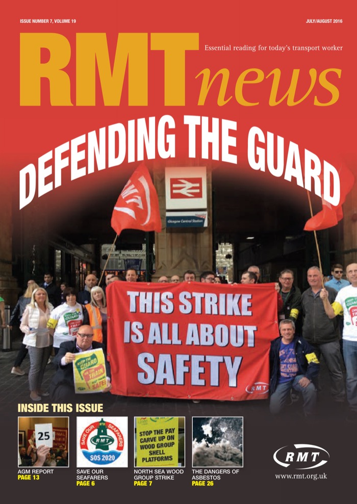 Cover of RMT News July/August 2016