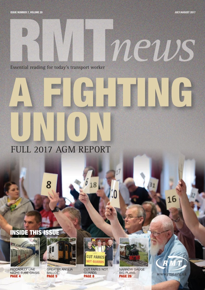 Cover of RMT News July/August 2017