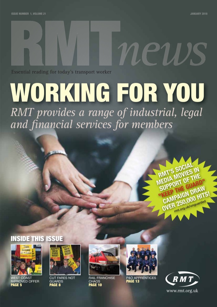 Cover of RMT News January 2018