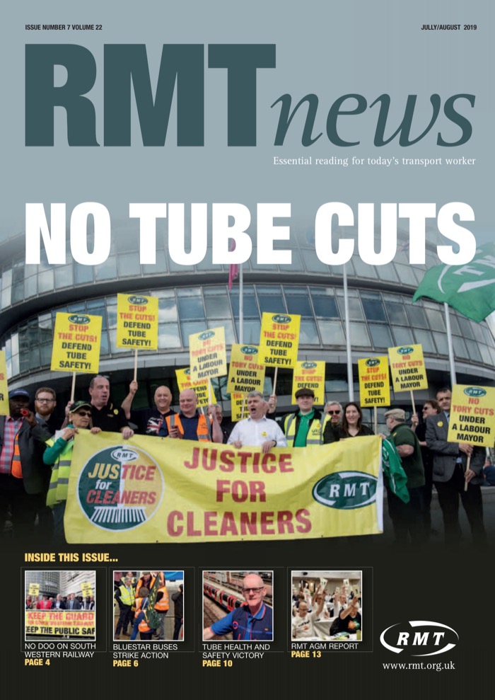 Cover of RMT News July/August 2019