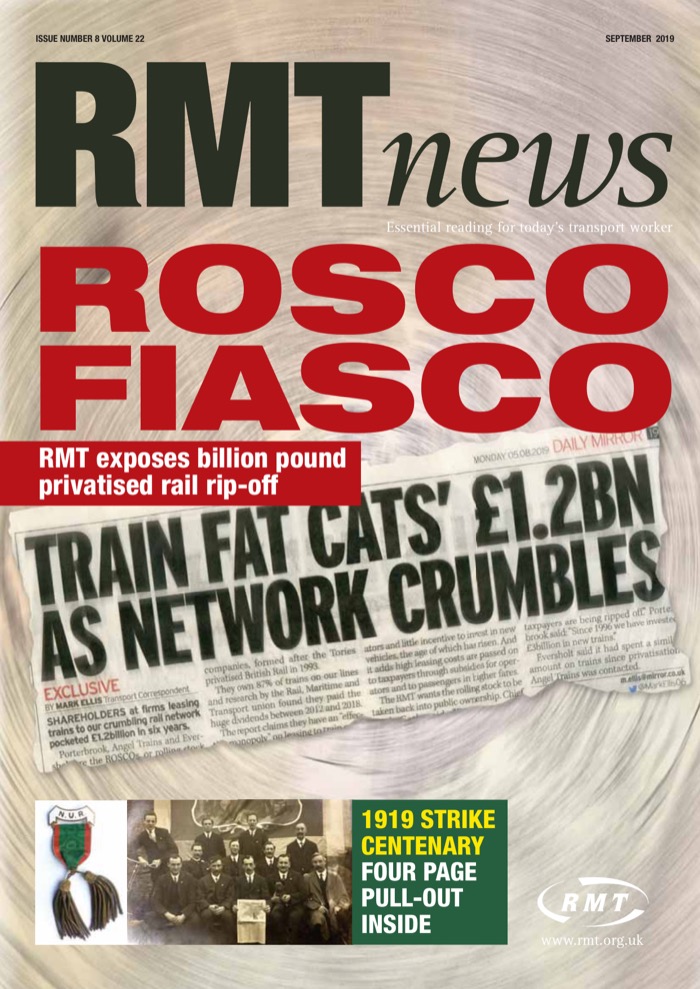 Cover of RMT News September 2019