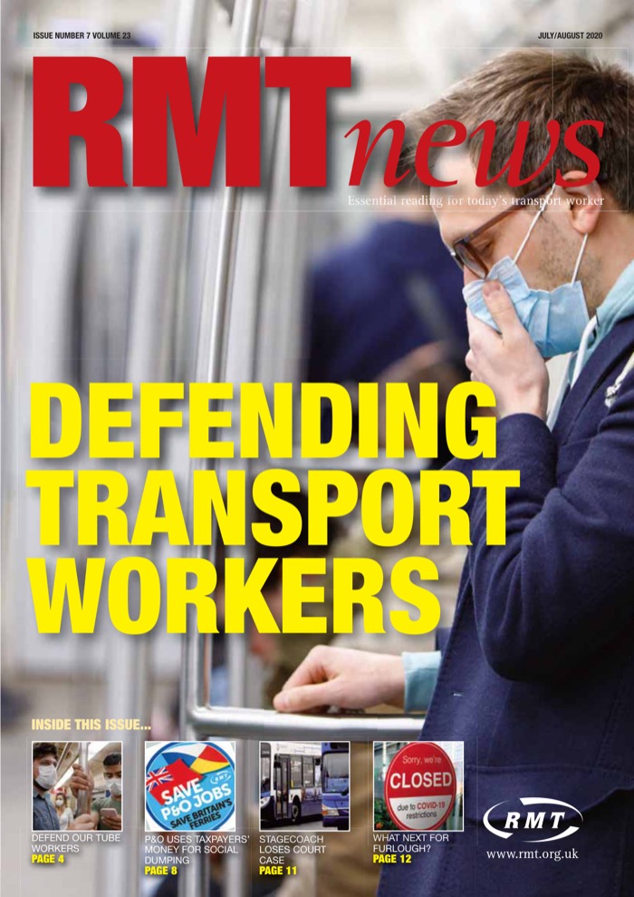 Cover of RMT News July/August 2020