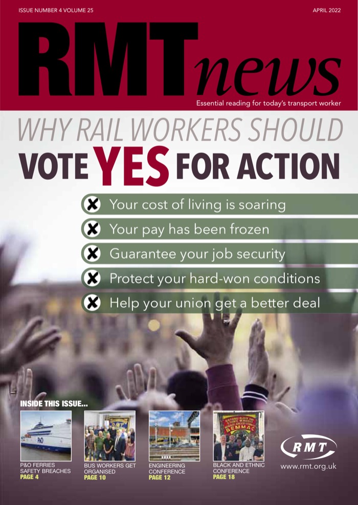 Cover of RMT News April 2022
