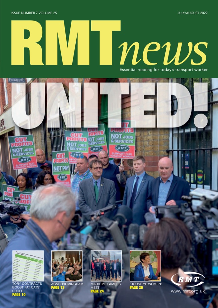 Cover of RMT News July/August 2022