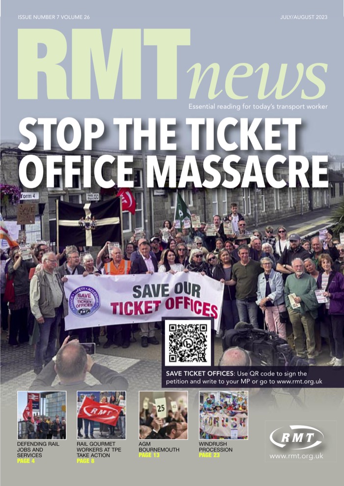 Cover of RMT News July/August 2023